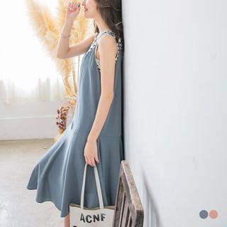 Midi Flare V-neck Chiffon Spaghetti Strap Dress