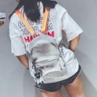 Bear Charm Faux Leather Backpack
