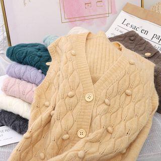 V-neck Plain Dotted Vest