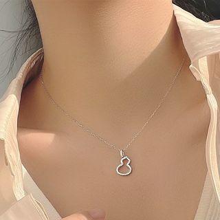 Gourd Rhinestone Pendant Sterling Silver Necklace