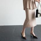 Band-waist Long Pencil Skirt