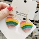 Rainbow Alloy Heart Dangle Earring 1 Pair - As Shown In Figure - One Size