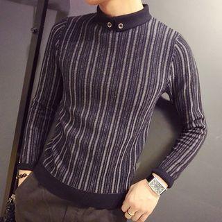Pinstripe Long-sleeve Knit Top