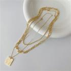 Square Pendant Layered Alloy Necklace