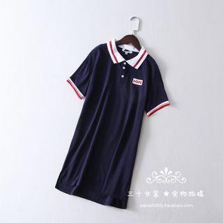Short-sleeve Collared Mini Shift Dress