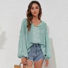 Floral Print Puff-sleeve Long-sleeve Top