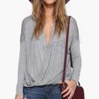 Long-sleeve Drapped Wrap Top