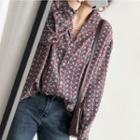 Long-sleeve Pattern Print Chiffon Shirt