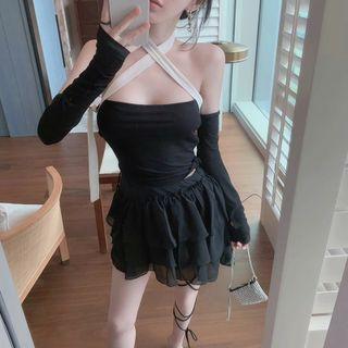 Arm Sleeves / Tube Top / Mini Skirt / Set