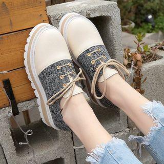 Paneled Lace-up Platform Shoes