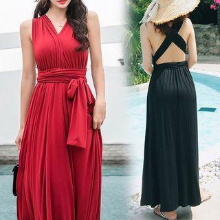 Open Back Sleeveless Maxi Sun Dress