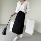 Inset Belt A-line Maxi Skirt Black - One Size
