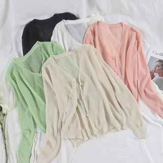 V-neck Single-breasted Long-sleeve Light Jacket
