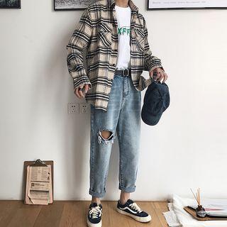 Ripped Baggy Straight-fit Jeans