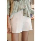 Zip-front Plain Shorts