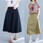 Pocketed Tie-waist A-line Skirt