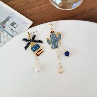 Cactus Asymmetrical Alloy Dangle Earring