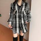 Gingham Long-sleeve Coat As Shown In Figure - One Size