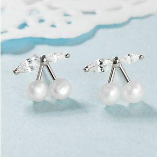 925 Sterling Silver Freshwater Pearl Cherry Stud Earring