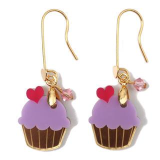 Sweet&co Mini Gold Purple Cupcake Crystal Earrings Gold - One Size