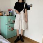 Inset Short-sleeve Top Single Strap Dress Black & White - One Size
