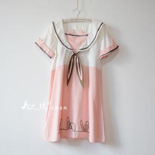 Sailor Collar Rabbit Ear Short-sleeve Dress