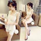 Set: Lace Tank Top + Shorts + Bandeau