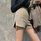 High-waist Zipped Plain Shorts