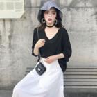 3/4-sleeve T-shirt / A-line Midi Chiffon Skirt