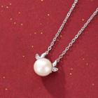 Ox Faux Pearl Pendant Sterling Silver Necklace