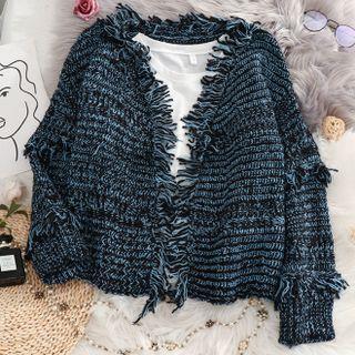 Tassel Trim Pattern Cardigan