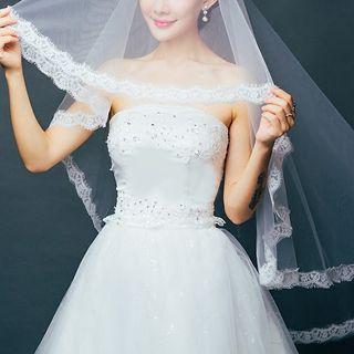 Lace Panel Long Wedding Veil