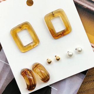 Square Hoop Earrings Light Brown - One Size