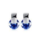 Simple And Fashion Geometric Round Blue Cubic Zircon Stud Earrings Silver - One Size