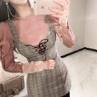 Lace-up Front Plaid Minidress