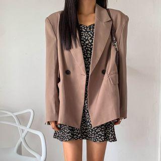 Peaked-lapel Flap-detail Longline Blazer