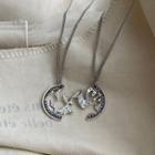 Couple Matching Alloy Deer Pendant Necklace 1 Set - Silver - One Size