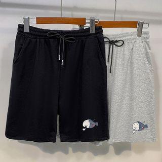 Print Drawstring-waist Shorts