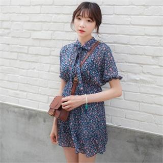 Floral Pattern Chiffon Dress