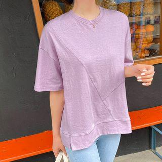 Round-neck Seam-detail T-shirt