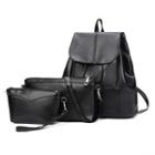 Set Of 3: Faux Leather Backpack + Shoulder Bag + Pouch