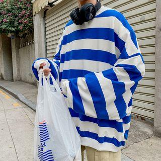 Color-block Stripe Oversize Pullover