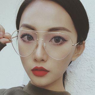 Double-bridge Oversized Metal Frame Eyeglasses