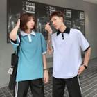 Couple Matching Short-sleeve Two-tone Polo Shirt