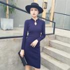 Mandarin Collar Knit Dress