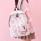 Printed Zip Backpack Pink Flamingo - White - One Size