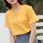 Heart Embroidered Short-sleeve T-shirt / Pleated Mini A-line Skirt