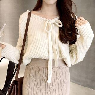 Tie-front V-neck Sweater