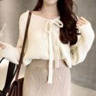 Tie-front V-neck Sweater
