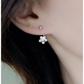 925 Sterling Silver Flower Swing Earring As Shown In Figure - One Size